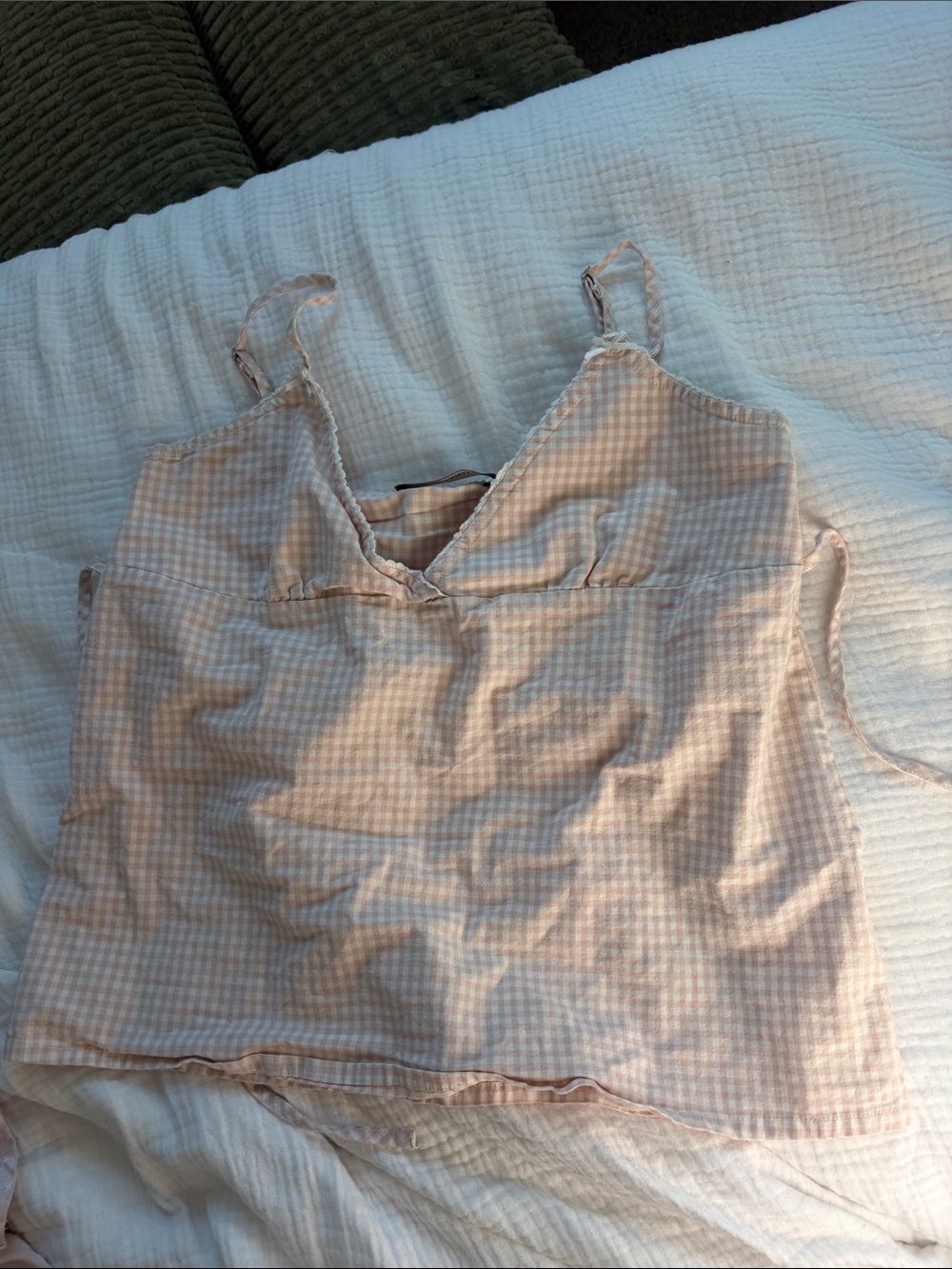 Brandy Melville Pink Gingham Short Sleeve Shirt